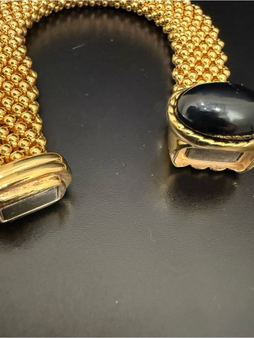 Vintage Elizabeth Taylor for AVON White Diamonds Gold Mesh Cabochon Bracelet - Picture 8 of 13